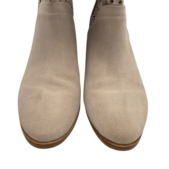 MICHAEL Michael Kors Sunny Neutral Suede Leather Laser Cut Pull On Bootie Boots - Picture 4 of 12